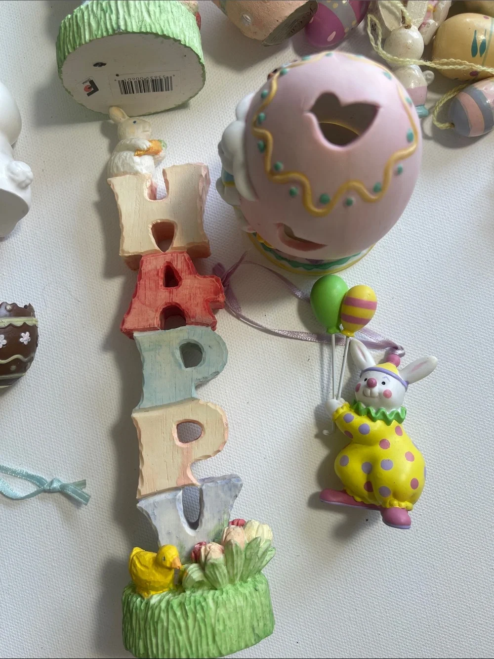 Vintage Easter Decor over 50 pieces bunnies, eggs, ornaments, pastel colors